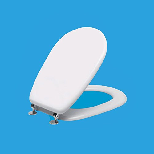 Saniplast Sedile WC in Legno Ingegnerizzato, Ovale, Classici, Bianco, 45.5 x 35 cm