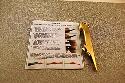 MM Fly Fishing Stainless Steel Nail Knot, Easy Knot Tying Tool, Gold with Instructions