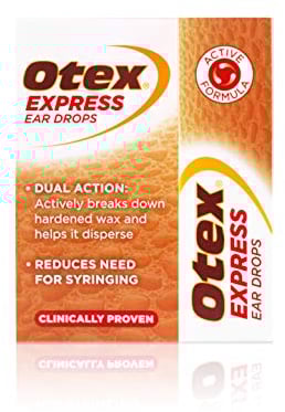 Otex Express Ear Drops. Clinically Proven Ear Wax Removal Drops for Excessive, Hardened Ear Wax. Can Reduce The Need For Syringing or Microsuction, 10ml