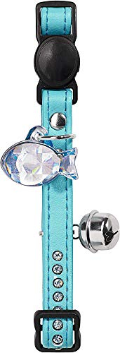 HUNTER MODERN ART LUXUS Katzenhalsband, Kunstleder, Strasssteine, Sicherheitsverschluss, türkis