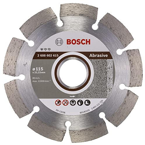 Bosch 1x Abrasive Diamond Cutting Discs, Bore 22.23 mm | for Lime and sand bricks, Ø 115 mm, Professional Accessory Small Angle Grinder