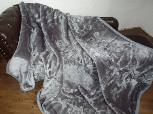 Natur-Fell-Shop Luxus Kuscheldecke Tagesdecke Decke grau anthrazit 160x200cm