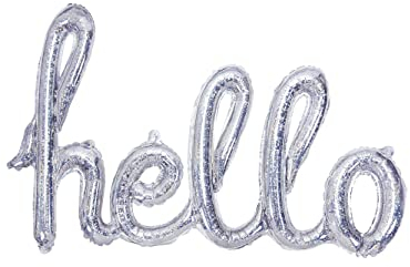 Folienballon Hello 72x45cm für Helium Luftballon Kindergeburtstag Hallo Willkommen silber/PartyDeco Folienballon Foil Mylar Sagomato Schriftzug