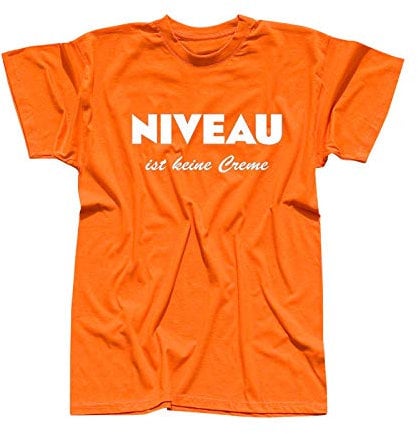 T-Shirt Niveau ist Keine Creme Spruch Humor Fun-Shirt 13 Farben Herren XS - 5XL Haut Creme Logo witzig lustig Party feiern Malle, Größe:2XL, Farbe:orange - Logo Weiss
