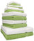 Betz 12-TLG. Handtuch Set Premium 100% Baumwolle 2 Duschtücher 4 Handtücher 2 Gästetücher 2 Seiftücher 2 Waschhandschuhe weiß/avocadogrün