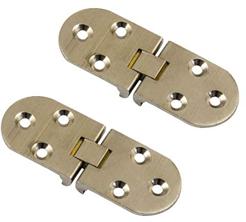 Gedotec Klappscharnier Messing Klapptisch-Scharnier für Klapp- & Nähmaschinen | Tisch-Scharnier vernickelt | Möbelscharnier für Schrank-Türen | 30 x 81 mm | 2 Stück - Klappen-Scharnier zum Einlassen
