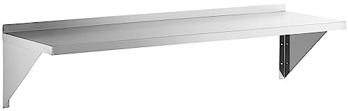 Nisorpa 120 x 30 cm Stainless Steel Shelf,Commercial Kitchen Wall Shelf Catering Storage Shelves Heavy Duty Floating Shelving with Backsplash Max Load 50 kg for Kitchen, Restaurant, Home