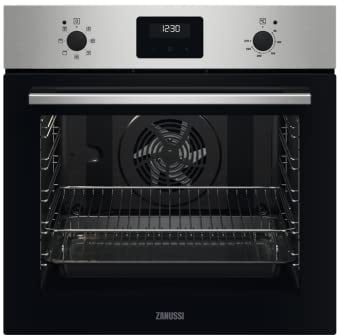 Zanussi Series 20 FanCook Built In Oven ZOHNX3X1, 72L Capacity, 59.4 cm, Fan controlled defrosting, Antifingerprint Coating, LED Display, Self-Cleaning With Clean enamel, Stainless Steel