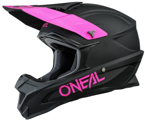 O'NEAL | Motocross-Helm | MX Enduro Motorrad | ABS-Schale, , Lüftungsöffnungen für optimale Belüftung und Kühlung | 1SRS Helmet Solid | Erwachsene | Schwarz Pink | Größe M