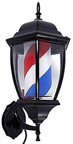 EOVL Poste De Barbero Luminoso De Exteriores Poste De Peluqueria Barber Pole Led Giratorio Para Peluquería Salón Tienda Firmar Pared- Montado Lámpara - Rojo Azul Y Blanco Pequeño 49