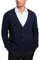 Kallspin Men's Cardigan Sweater Wool Blend V Neck Cable Knit Buttons Cardigan with Pockets(Navy Blue, Medium)
