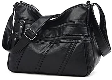 Vohoney Damen-umhängetaschen Handtaschen PU Leder Kleine Schultertasche Leichte Tasche Frauen handy umhängetasche Crossbody Buteltasche Shoulder Bag Shopper Verstellbar Schultergurt (Schwarz