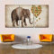 DDSDA Elefant mit Liebesblumen 3-teilig auf Leinwand- Gesamtformat: 150x70 cm fertig gerahmte Kunstdruckbilder als Wandbild - Billiger als Ölbild oder Gemälde -