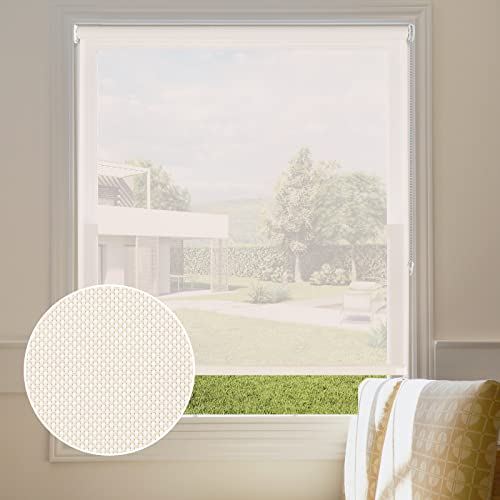 Persilux Solar-Fensterschirme, Lichtfilterung, Rollos (71,1 cm B x 182,9 cm H, beige), schwer entflammbar, halbdurchsichtig, UV-Schutz, Jalousien für Fenster, Zuhause, Büro