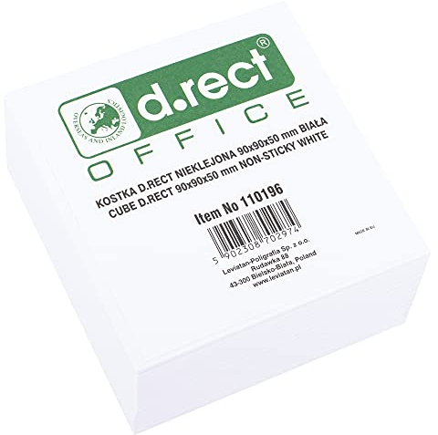 D.RECT Zettelklotz Notizklotz Ersatzpapier (für Zettelbox) | 90x90x50mm circa 500 blatt | Weiß