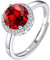 Suplight Damen Ringe aus 925 Sterling Silber Kristall Fingerring mit Geburtsstein Januar in Rundschnittform Zirkonia Damenring Synthetischer Granat