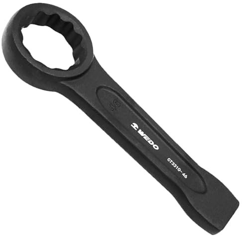 Wedo Llave de golpe poligonal 19mm,Largo 145mm,acero cromado 40,forjada de una sola vez, par fuerte, alta resistencia, resistencia al desgaste, pulverización negra en superficie,DIN Criterios