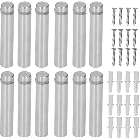 12 piezas Clavo Publicitario de Acero Inoxidable, Tornillo Publicitario, Separador de Vidrio,para Montaje de Clavos de Publicidad para Carteles Vidrio,12 x 12 x 60 mm/0,5 x 0,5 x 2,4 pulgadas