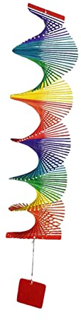 Milageto Holz Windspiel Regenbogen Windspiel Bauernhaus Anhänger Windglocke Kunsthandwerk Spirale Rustikal für Party Hof Eingang Dekoration Fenster