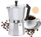 FainFun Caffettiera, Moka Caffettiera Adatto a Tutti i Tipi di Cucine Tranne Quella a Induzione, Coffee Maker, Caffettiera Alluminio, Argento, 2 Tazza