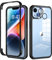 seacosmo for iPhone 14 Case 6.1 Inch, Shockproof Case with Built-in Glass Screen Protector and Camera Lens Protector, Full-Body Bumper Phone Case Cover for iPhone 14- Black/Clear