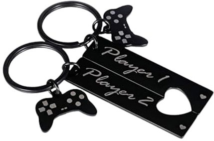 Keyring Player1 & Player2 Console De Jeu Poignée Porte-Clés Amitié Couple Porte-Clés Paire Noire