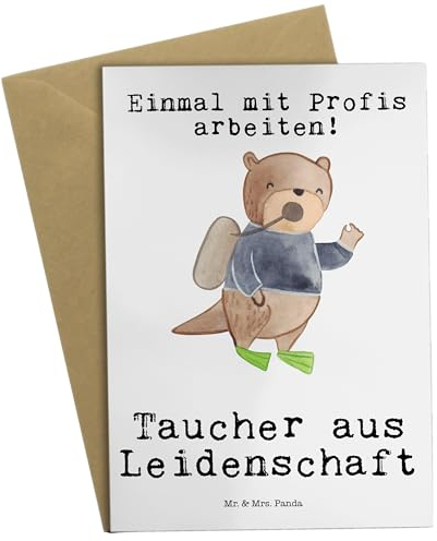 Mr. & Mrs. Panda Grußkarte Taucher Leidenschaft - Geschenk, Ausbildung, Kollegin, Geburtstagskarte, Klappkarte, Hochzeitskarte, Firma,