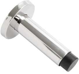 Vibe Projection Door Stop 90mm on Polished Stainless Steel, Door Stopper, Rubber Bumper to Protect Door, Walls, and Skirting for Internal Use