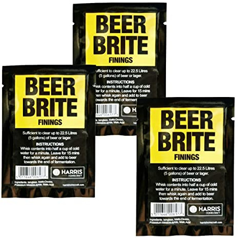 3X Harris Beer Brite Finings Sachet Clears 22.5L 5 Gallons Freeze Dried Powder