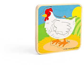 Bigjigs Toys - Huhnlebenszyklus -Puzzle - Lebenszyklusspielzeug, 7 -teiliges klobiges Puzzle für 2 3 -Jährige, hochwertige Kinderrätsel, Puzzle für Kinder und Kleinkinder