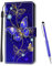 MadBee Compatible with Samsung Galaxy M13 5G / Galaxy A04 4G, Full Body Colorful Pattern Design Flip Magnetic Detachable PU Leather Wallet Case Cover for Samsung M13 5G / A04 4G (Butterfly B)