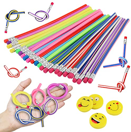 FainFun Flexible Biegsame Bleistifte, 24 Stück Biegsame Bleistifte für Kinder, Lustiges Biegbare Bleistifte Spielzeug, Biegebleistifte für Kinder für Gastgeschenke, Geburtstagsgeschenke