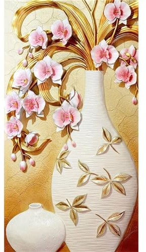 5D DIY Diamond Painting Abstrakte Vase Blume,Diamond Painting Erwachsene Stitch Leinwand Kreuzstich Stickerei Malen Nach Zahlen with Diamond Painting Zubehör,für Wand Wohnkultur 40x80cm ZY1-30