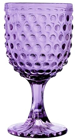 DRW Set de 6 Copas de Cristal con Decoracion esferas en Violeta 9x9x16.5 cm