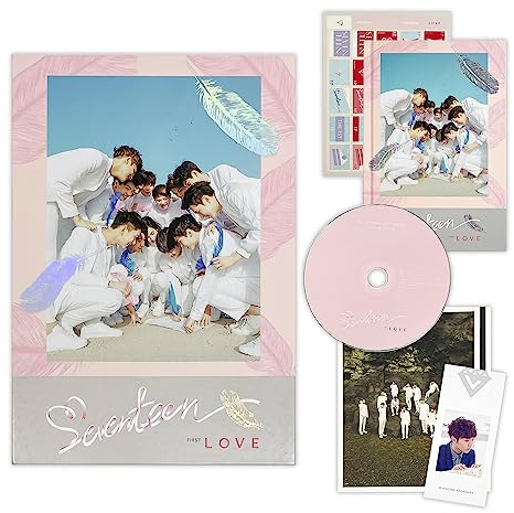 SEVENTEEN -1st Album [FIRST ‘LOVE&LETTER’] (Re-release) (LOVE Ver.) Photobook + CD + Postcards + Sticker + Photocard + 2 Pin Button Badges + 4 Extra Photocards
