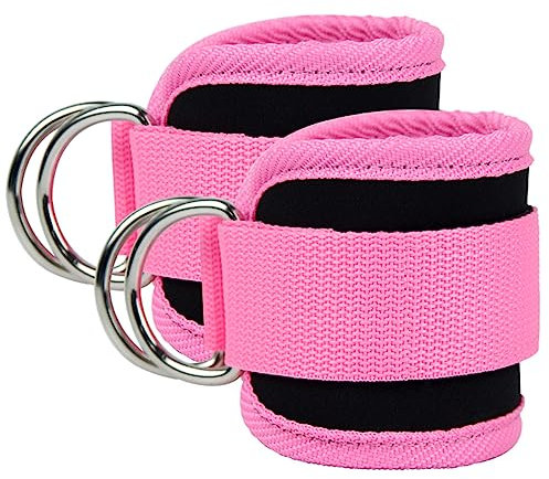 Ankle Straps Ankle Resistance Bands Wrist Cuffs Padded Straps Adjustable Fitness Glute Kickback D-Ring for Cable Machine Gym Foot Leg Training Brace Support 1 Pair