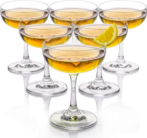 UMEIED 6 x Coupé-Gläser, 200 ml, Kristall-Cear, klassische Cocktailgläser | Cocktailgläser für Martini, Bars, Cosmopolitan, Manhattan, Gimlet, Pisco Sour
