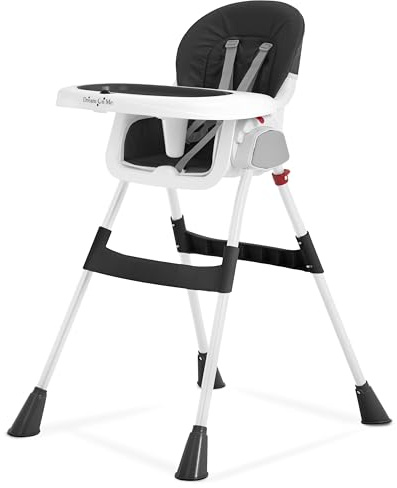 Dream On Me TableTalk 2-in-1 High Chair for Baby & Toddler – Convertible High Chair to Junior Chair, Removable Padded Seat, Dual Dishwasher-Safe Trays, Sturdy Steel Frame, Quick Folding Design – Black