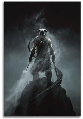 ausab Poster, Motiv: Videospiel, The Elder Scrolls V Skyrim Dragonborn, Poster, dekoratives Gemälde, Leinwand, Wandposter und Kunstdruck, moderne Familienschlafzimmer-Dekoration, Poster, 20 x 30 cm