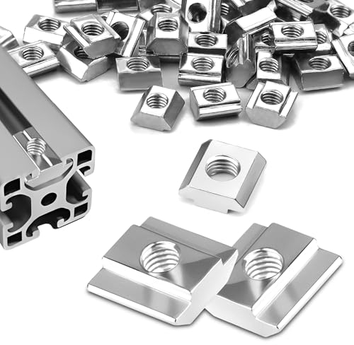 SWTYExt Dado Scorrevole 80 Pezzi Dadi T M5 Dadi Ad Angolo Quadrato 20 Serie T-Scanalatura Dadi Scorrevoli Standard Europeo Blocco Dado Dadi Raccordi In Alluminio per Fissaggio Slot Utensili