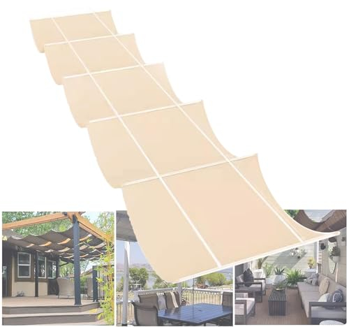 Seilspannmarkise Einziehbar Welle Sonnensegel Seilspanntechnik Beschattung für Terrassenüberdachung, 90% UV-beständig Sonnenschutz für Terrassen, Pergola und Balkon
