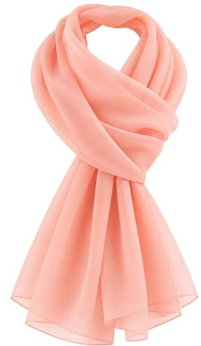 World of Shawls Chiffon Scarves Wraps for Wedding Party Special Occasions Women Plain Neck Scarf Soft Headwrap Girls Headscarf Sheer Wrap (Peach)