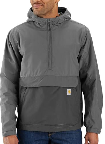 Carhartt Men's Rain Defender Loose Fit Lightweight Packable Anorak, Steel/Gravel, L
