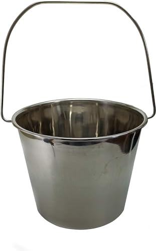 Eimer - Zinkeimer - Edelstahleimer - Milcheimer - Zinkeimer mit Holzgriff- 16,10,12,5,7l Wassereimer - Futtereimer - Kückeneimer (Edelstahleimer-Milcheimer, 12l)