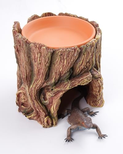 Glowup 2-in-1-Reptilienversteckhöhle mit Abnehmbarer Feuchtigkeitsschale, Feuchtigkeitsspeichernde Reptilienversteck Lebensraum-Dekorationszubehör für Leopardgecko Eidechsen Schlangen Schildkröten