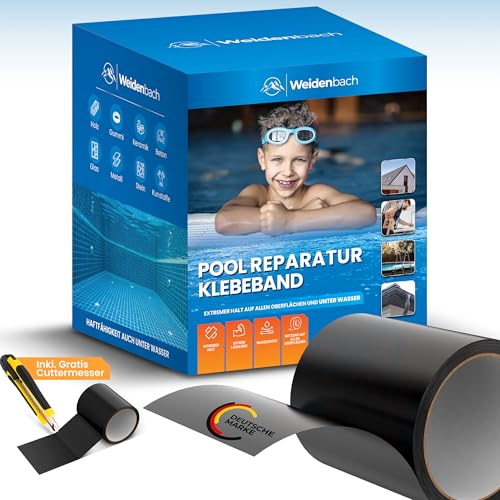 Weidenbach Pool Reparaturset - starkes und wasserdichtes unterwasser Klebeband - langlebiger Unterwasserkleber - Flickzeug für alle Pooloberflächen und Swimmingpools