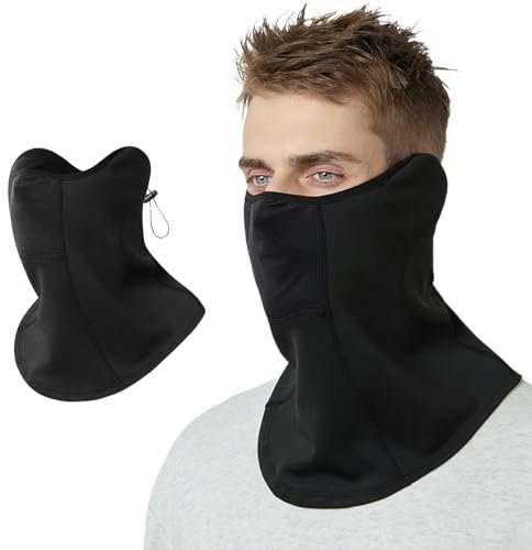 Balakaka Cache Cou Moto Polaire Hiver, Doublure Polaire Chaude Cache Cou pour Homme et Femme, Cache Cou Homme avec Bandes Réfléchissantes pour Sports de Plein Air, Noir