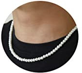 AFSTALR Perlenkette Damen Herren, 6mm Perlen Kette Weiße Perlen Halsketten Perlenkette Schmuck Geschenke für Männer Länge 20 Zoll