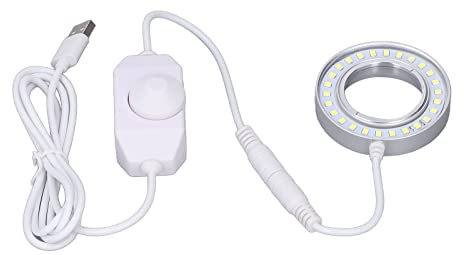 Mikroskop-LED-Licht, Mikroskop-Ringlicht, Spiralschnalle aus Aluminiumlegierung, einstellbare Helligkeit, LED-Ringlicht, Mikroskop-Beleuchtungslampe mit Regler