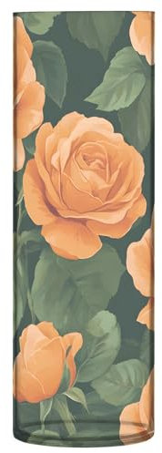 Sevdomey Vase Transparent en Plastique avec Roses Oranges pour décoration d'intérieur, Chambre à Coucher, Cuisine, Bureau, Salon, Salle de Bain